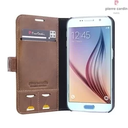 Telefontok Pierre Cardin Kihajtható Valódi Bőr Tok Samsung Galaxy S6 - G9200 - Barna (8719273215302)-1