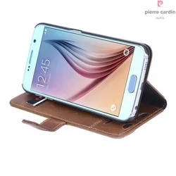 Telefontok Pierre Cardin Kihajtható Valódi Bőr Tok Samsung Galaxy S6 - G9200 - Barna (8719273215302)-2