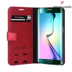 Telefontok Pierre Cardin Kihajtható Valódi Bőr Tok Samsung Galaxy S6 Edge - G925 - Piros (8719273215340)-1