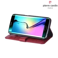 Telefontok Pierre Cardin Kihajtható Valódi Bőr Tok Samsung Galaxy S6 Edge - G925 - Piros (8719273215340)-2