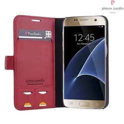 Telefontok Pierre Cardin Kihajtható Valódi Bőr Tok Samsung Galaxy S7 - G930F - Piros (8719273215371)-1