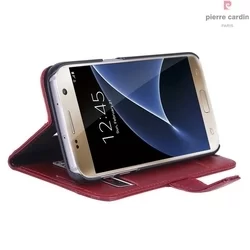 Telefontok Pierre Cardin Kihajtható Valódi Bőr Tok Samsung Galaxy S7 - G930F - Piros (8719273215371)-2
