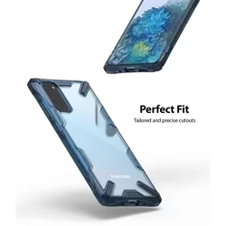 Telefontok Samsung Galaxy S20 - Ringke átlátszó-kék ütésálló hátlap tok-3