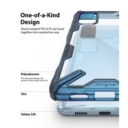 Telefontok Samsung Galaxy S20 - Ringke átlátszó-kék ütésálló hátlap tok-4