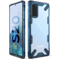 Telefontok Samsung Galaxy S20 - Ringke átlátszó-kék ütésálló hátlap tok-7