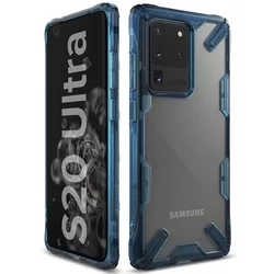Telefontok Samsung Galaxy S20 Ultra - Ringke átlátszó-kék ütésálló hátlap tok-1