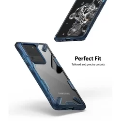 Telefontok Samsung Galaxy S20 Ultra - Ringke átlátszó-kék ütésálló hátlap tok-2