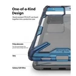 Telefontok Samsung Galaxy S20 Ultra - Ringke átlátszó-kék ütésálló hátlap tok-4