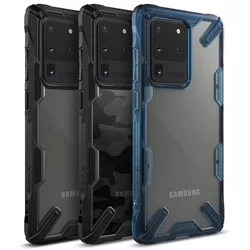 Telefontok Samsung Galaxy S20 Ultra - Ringke átlátszó-kék ütésálló hátlap tok-5