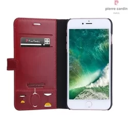 Telefontok Pierre Cardin Kihajtható Valódi Bőr Tok IPhone 7 Plus / 8 Plus- Piros (8719273229446)-2