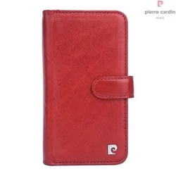 Telefontok Pierre Cardin Kihajtható Valódi Bőr Tok Samsung Galaxy S6 - G9200 - Piros (8719273215494)-1
