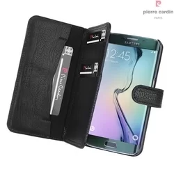 Telefontok Pierre Cardin Kihajtható Valódi Bőr Tok Samsung Galaxy S6 Edge - G925 - Fekete (8719273215500)-2