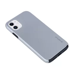 Telefontok iPhone 11 - átlátszó előlap + Ezüst plexi hátlap tok 360°-1