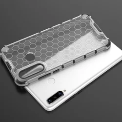 Telefontok Huawei P30 Lite - Hexagon mintás ütésálló áttetsző műanyag tok, szilikon peremmel-3