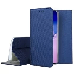 Telefontok Samsung Galaxy S10 Lite - sötétkék mágneses átlátszó szilikon keretes könyvtok-1