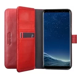 Telefontok Pierre Cardin Kihajtható Valódi Bőr Tok Galaxy S8 - Piros (8719273144534)-2
