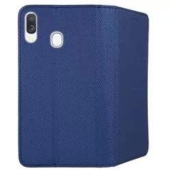 Telefontok Samsung Galaxy A40 - kék mágneses szilikon keretes könyvtok-1