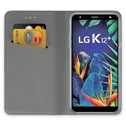 Telefontok LG K40 - kék mágneses szilikon keretes könyvtok-2