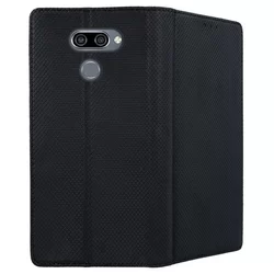 Telefontok LG K50 / LG Q60 - fekete mágneses szilikon keretes könyvtok-2