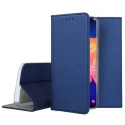 Telefontok Samsung Galaxy A10 - kék mágneses szilikon keretes könyvtok-2