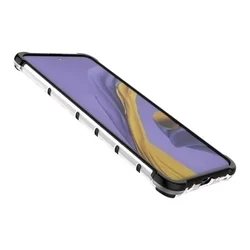 Telefontok Samsung Galaxy A51 - Hexagon mintás ütésálló áttetsző műanyag tok, szilikon peremmel-3