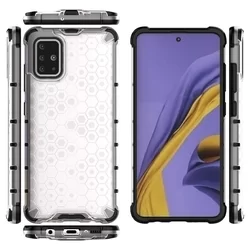Telefontok Samsung Galaxy A51 - Hexagon mintás ütésálló áttetsző műanyag tok, szilikon peremmel-6