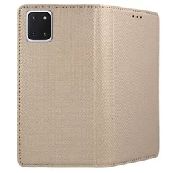 Telefontok Samsung Galaxy Note10 Lite - arany mágneses szilikon keretes könyvtok-2