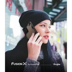 Telefontok Huawei P40 - Ringke Fusion X fekete terepmintás ütésálló tok-1