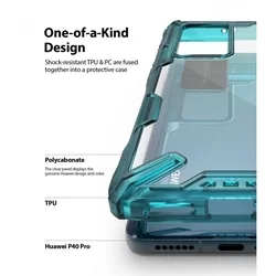 Telefontok Huawei P40 Pro - Ringke Fusion X türkiz ütésálló tok-1