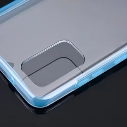 Telefontok Samsung Galaxy A51 - átlátszó szilikon előlap + plexi hátlapi tok 360° kék kerettel-3