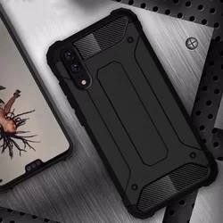 Telefontok Huawei P20 - Forcell Defender II fekete ütésálló hátlap tok-1