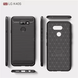 Telefontok LG K40S - Forcell CARBON fekete szilikon tok-1