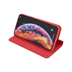 Telefontok Samsung Galaxy A51 - Senseo piros mágneses szilikon keretes könyvtok-1