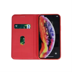 Telefontok Samsung Galaxy A51 - Senseo piros mágneses szilikon keretes könyvtok-3