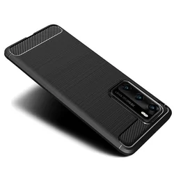 Telefontok Huawei P40 PRO - Carbon Fiber fekete szilikon tok-1