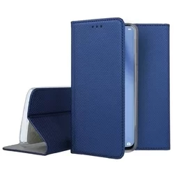 Telefontok Huawei P40 Lite - kék mágneses szilikon keretes könyvtok-1