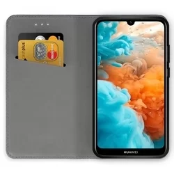 Telefontok Huawei Y6 2019 - fekete mágneses szilikon keretes könyvtok-2