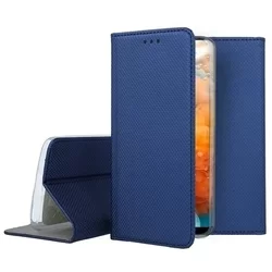 Telefontok Huawei Y6 2019 - kék mágneses szilikon keretes könyvtok-3