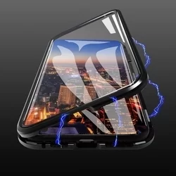 Telefontok iPhone 11 - mágnesesen záródó tok, fekete fém kerettel, átlátszó üveg hát- és előlappal-7