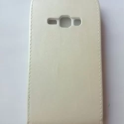 Telefontok Samsung Galaxy J120F Galaxy J1 2016 - fehér szilikon keretes vékony flip tok-1