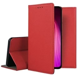 Telefontok Xiaomi Redmi Note 8T - piros mágneses szilikon keretes könyvtok-1
