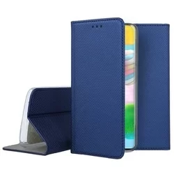 Telefontok Samsung Galaxy A41 - kék mágneses szilikon keretes könyvtok-1
