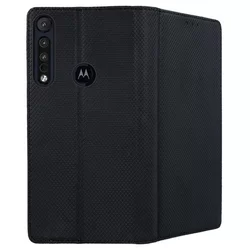 Telefontok Motorola Moto One Macro - fekete mágneses szilikon keretes könyvtok-3