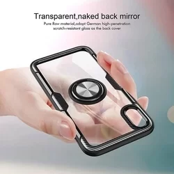 Telefontok iPhone 7 / 8 / SE 2020 - átlátszó, fekete szegélyes, gyűrűs műanyag hátlaptok-1