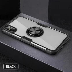 Telefontok iPhone 7 / 8 / SE 2020 - átlátszó, fekete szegélyes, gyűrűs műanyag hátlaptok-3