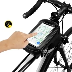 Biciklis tartó: WildMan - Univerzális, vízálló biciklivázra szerelhető, fekete telefon tartó táska tároló rekesszel-2