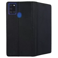 Telefontok Samsung Galaxy A21S - fekete mágneses szilikon keretes könyvtok-1