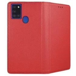 Telefontok Samsung Galaxy A21S - piros mágneses szilikon keretes könyvtok-2