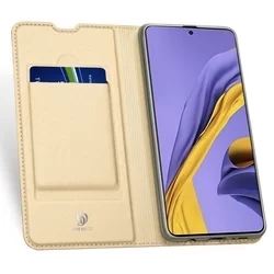 Telefontok Samsung Galaxy A41 - Dux Ducis arany flipcover tok-1
