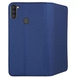 Telefontok Samsung Galaxy A11 - kék mágneses szilikon keretes könyvtok-1